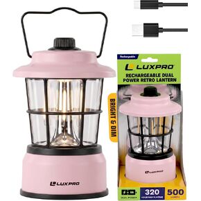 LUXPRO Retro Outdoor Lantern, Battery Lamp Camping Lantern, Beige, 2 Pack | Rechargeable Battery Powered Lights for Home, Tent, Portable, Emergency Light, Camping Necessities, Led Lantern Camping Lamp in Saudi Arabia