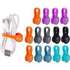 SUNFICON 6 Pack Magnetic Cord Organizers Cable Clips Cable Straps Silicone Twist Ties Colorful Headphone Cord Keeper Holder Manager Bookmark Whiteboard Fridge Magnet Keychain Gift Home,Office,School in Saudi Arabia