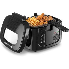 KEINVE Electric Deep Fryer with Basket, 2.5L Oil Fryer with Non-Stick Inner, Viewing Window, 1600Watt Fast Heating, Black in Saudi Arabia