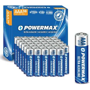 Powermax 48-Count Triple AAA Batteries, Ultra Long Lasting Alkaline Battery for Home and Office, 10-Year Shelf Life, Reclosable Packaging in Saudi Arabia