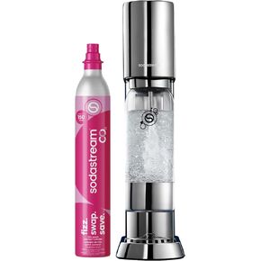 SodaStream ENSO Sparkling Water Maker, Stainless Steel Soda Maker, CQC CO2 System, Includes 1 Quick Connect 60L CO2 Cylinder, 1 Dishwasher Safe BPA Free Bottle, Make your own Pepsi, Silver in Kuwait