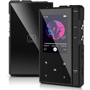 96GB MP3 Player with 90 Hours Long Battery Life,Bluetooth 5.0,Phinistec Z6 Digital Audio Player with Sturdy and Durable Metal Frame, 2.4'' IPS Glass Screen,FM Radio,Support up to 256GB (Black, 96, GB) in Saudi Arabia