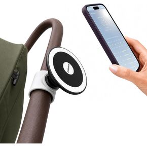 Stroller Phone Holder, MagSafe Compatible Expandable Clamp, 360 Adjustable | Secure clamp fits most handles; magnetic ring included for Samsung, Android and non-MagSafe cases; carts, wagons and travel in Saudi Arabia
