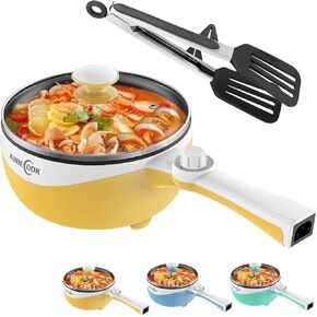وعاء تسخين كهربائي من Audecook مقلاة كهربائية صغيرة قابلة للتعديل قوة غير لاصقة | وعاء الطبخ المحمول متعدد رامين للمعكرونة والحساء وشرائح اللحم والبيض والشوفان والمنزل والمكتب وغرفة النوم والسفر in Kuwait