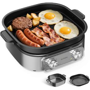 6-Quart Electric Skillet, Hot Pot | Non-Stick PFOA-Free Ceramic-Coated Pot, 1600W, Timer & 3 Power Settings for Steak, Egg, Ramen, Nonstick Pot in Saudi Arabia
