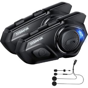 JESIMAIK Motorcycle Helmet Bluetooth Headset, 10 Way 2KM Helmet Communication System, Multitasking Audio Motorcycle Intercom, 2 Mics&40mm Speaker (2 Pack) in Saudi Arabia