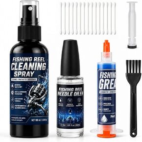 Fishing Reel Care Kit for Lubricate, Protect & Clean | Marine & Tackle Reel Care Kit with Fishing Reel Cleaner, Fishing Reel Oil & Grease - Fish Reel Maintenance Kit in Kuwait