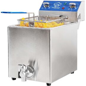 TOPKITCH 8.5Qt Electric Fryer with Oil Drain,30 Minutes Timer,Stretch forming oil tank,Lid and Solid Wire Mesh Basket,Medium Duty Commercial Electric Countertop Deep Fryers-120V,1800W in Saudi Arabia
