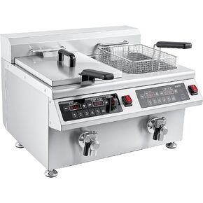 EGGKITPO 12.6 QT Commercial Induction Fryer with Timer, Drain Electric Deep Fryer with Basket 12 L Large Tabletop fryer for Commercial Business, Kitchen Pre-set Menu function 304SS Oil Tank 120V 1800W in Saudi Arabia