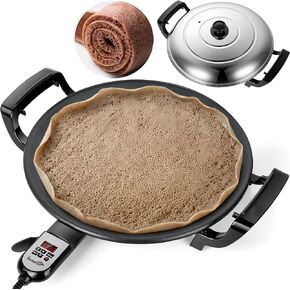 Ethiopian 18.5" Injera Maker Mitad (Mogogo), Electric Griddle with Adjustable Temperature & Time, Non-Stick Surface for Norwegian Lefse, Swedish Pancake, Indian Dosa, Digital Handle in Saudi Arabia