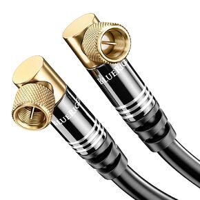 BlueRigger RG6 Coaxial Cable (10FT, 90° Angled to 90° Angled Connector Pin, Gold Plated, Triple Shielded) – Digital Audio Video Coax Cable Cord for HDTV, CATV, Modem, Satellite Receivers in Saudi Arabia