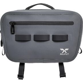 Xelfly - Waterproof Fishing Backpack with Rod Holder, Inflatable Air Valve, Padded Waist Straps & Gear Loops - Submersible Zipper, Rugged Top Handle, Adjustable Attachments (Gray) in Saudi Arabia