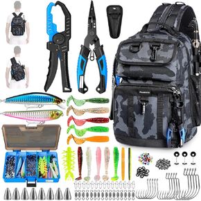 PLUSINNO Fishing Backpack with Tackle Box, Fishing Gear Storage Bag in Saudi Arabia