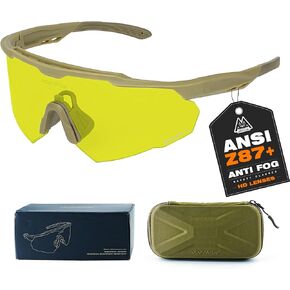 Range Tactical Shooting Glasses ANSI Z87+ UV400 Safety Glasses | High Definition Lenses, Anti Fog/ Scratch, Ballistic Protective Eyewear, Eye Protection for Men Women in Kuwait