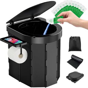 Portable Toilet,Camping Toilet,Portable Toilet for Adults | Foldable Toilet with Toilet Bags & Poo Gel,Phone Shelf and Paper Holder,for Camping,Outdoor, Hiking,Truck, RV, Beach in Saudi Arabia