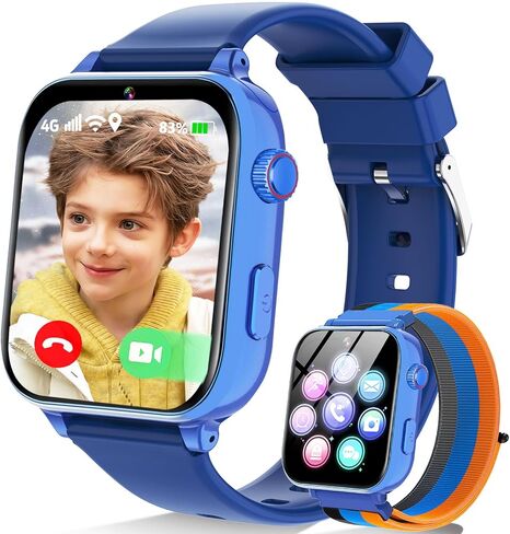 4G Kids Smart Watch Phone GPS, Smartwatch for Boys Girls Ages 4-12 Years with Video Call Chat Class Mode SOS Camera Alarm Games Parental App Touch Watch Gifts for Children (Includes SIM Card) Pink in Kuwait