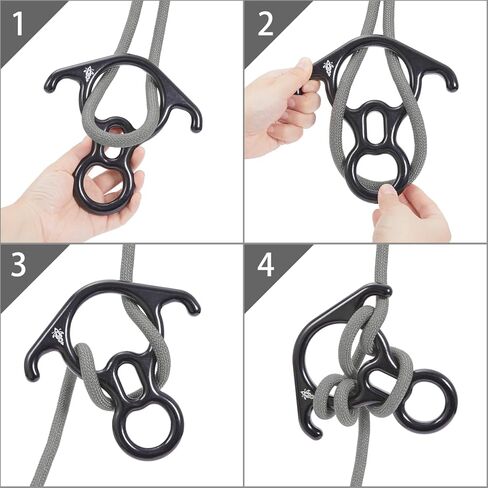 40KN Figure 8 Descender with Large Bent-Ear – 7075 Aluminum Alloy for Rock Climbing, Caving, and Rope Access in Kuwait