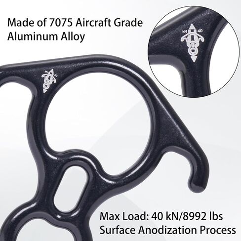40KN Figure 8 Descender with Large Bent-Ear – 7075 Aluminum Alloy for Rock Climbing, Caving, and Rope Access in Kuwait