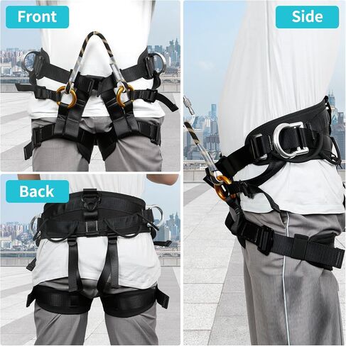 Tree Climbing Spikes Kit with Climbing Belt and Steel Wire Core Flip Line, with Triple Lock Lanyard Adjuster, Arborist Equipment Set for Working Cutting Logging in Kuwait
