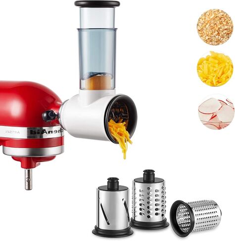HOZODO Slicer Shredder Attachment for KitchenAid Stand Mixer | Cheese Grater Attachment for KitchenAid Stand Mixer, Food Processor with 3 Blades in Saudi Arabia