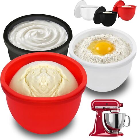 GuanQiao Silicone Bowl Liners for 5 Qt KitchenAid Mixers, 3 Liners with Lid in Kuwait