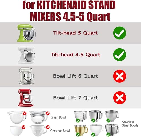 GuanQiao Silicone Bowl Liners for 5 Qt KitchenAid Mixers, 3 Liners with Lid in Kuwait