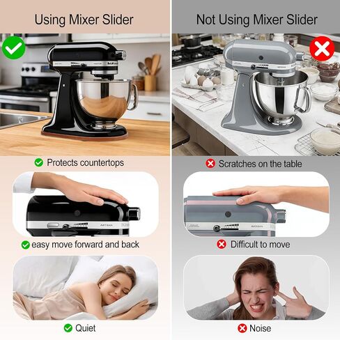 Mixer Slider Mat for Tilt Head Kitchen aid 4.5-5Qt Stand Mixer,Falikoco Kitchenaid Mixer Slider Pine Wood, 5PCS Appliance Slider, Kitchen aid Accessories and Attachments Moving Tray for Artisan Series in Saudi Arabia