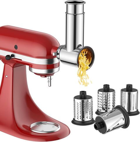Stainless Steel Slicer Shredder Attachment for KitchenAid Mixer | Cheese Grater Attachment for KitchenAid Stand Mixer, Salad Maker, Grinding Powder, Dishwasher Safe with 4 Blades in Saudi Arabia