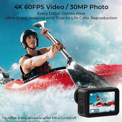 icefox 4K Action Camera 5X Zoom 60FPS 20MP 98FT Underwater Sports | Dual 2150mAh Batteries, Waterproof Housing, EIS Stabilization, Snappro App Video & Photo Editing, Great for Diving Travel in Saudi Arabia