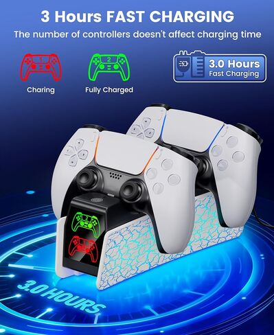 Charging Station for P S5 Controller, Fast DualSense Charger Dock with RGB Touch Control, Controller Indicator Light Stand Compatible with PlayStation 5 Dualsense Edge Accessories in Saudi Arabia