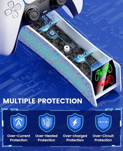 Charging Station for P S5 Controller, Fast DualSense Charger Dock with RGB Touch Control, Controller Indicator Light Stand Compatible with PlayStation 5 Dualsense Edge Accessories in Saudi Arabia