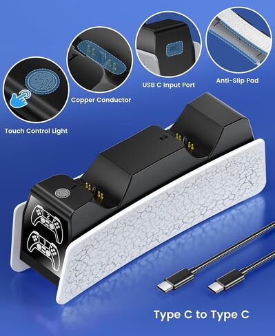 Charging Station for P S5 Controller, Fast DualSense Charger Dock with RGB Touch Control, Controller Indicator Light Stand Compatible with PlayStation 5 Dualsense Edge Accessories in Saudi Arabia