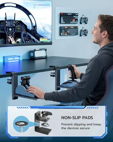 ARES WING Hotas Mount - Flight Sim Game Throttle Flight Stick Mount, 2PCS | Joystick Desk Mount, for X52/X52 Pro/X56 T16000M/HOTAS Thrustmaster T-Flight HOTASVKB Gladiator NXT/VPC in Kuwait