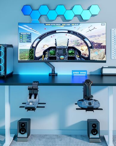 ARES WING Hotas Mount - Flight Sim Game Throttle Flight Stick Mount, 2PCS | Joystick Desk Mount, for X52/X52 Pro/X56 T16000M/HOTAS Thrustmaster T-Flight HOTASVKB Gladiator NXT/VPC in Kuwait