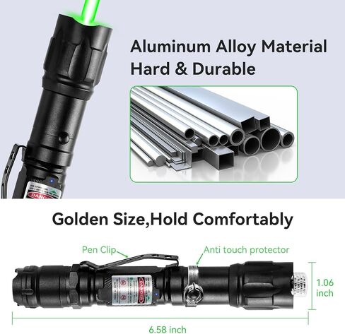MIPREZT [2 Packs] Professional Rechargeable Green Laser Pointer High Power Green Beam Laser Light Long Distance Range for TV/LED/LCD Screens Tactical Flashlights Presentation Office/Outdoors [004](2) in Kuwait