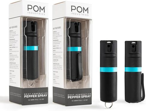 POM Pepper Spray Combo Pack Clip & Keychain - Maximum Strength OC Spray Self Defense- Tactical Compact & Safe Design - 25 Bursts & 10 ft Range - Stream Spray Pattern in Kuwait