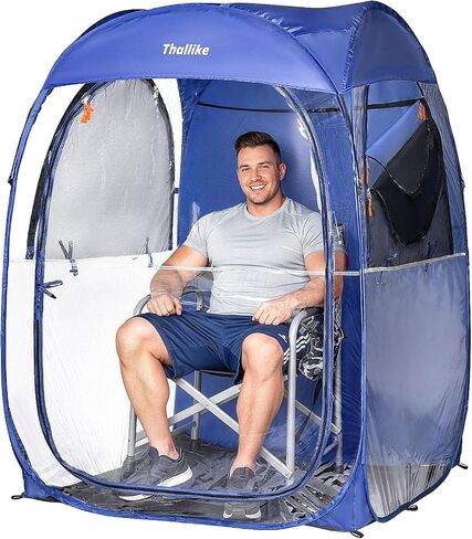 Oversized Pop Up Sports Tent, 47"x47"x63" Clear TPU Weather Pod, Portable Windproof & Rainproof Bubble Shelter for Cold Weather, Ideal for Stadium, Sideline, Soccer Games & Fishing (Black) in Saudi Arabia