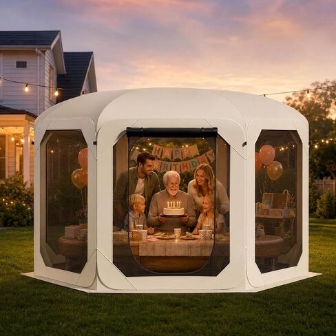 Pop Up Screen Tent for Family Camping, 10x10ft Instant Portable Canopy Screen House with Carry Bag, Windproof Sandbags & Stakes, Outdoor Mesh Shelter for Patio Beach Picnic Party Backyard in Kuwait