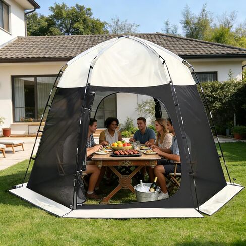 Family Outdoor Screen House with Mosquito Net Camping Gazebo | Large 8.5 x 8.5 ft mesh shelter fits 6-8 people. Perfect for camping, picnics, BBQs, patios and backyard gatherings in Saudi Arabia