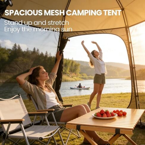 Family Outdoor Screen House with Mosquito Net Camping Gazebo | Large 8.5 x 8.5 ft mesh shelter fits 6-8 people. Perfect for camping, picnics, BBQs, patios and backyard gatherings in Saudi Arabia