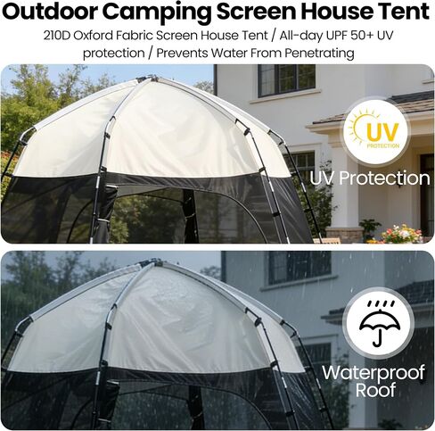 Family Outdoor Screen House with Mosquito Net Camping Gazebo | Large 8.5 x 8.5 ft mesh shelter fits 6-8 people. Perfect for camping, picnics, BBQs, patios and backyard gatherings in Saudi Arabia