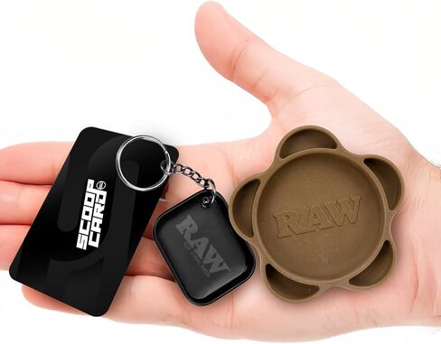 RAW Gripper Grinder - Spice Mill - Medium Grind V2 + RAW Tiny Matte Black Murder'd Tray KeyChain - Unique Collectible in Kuwait