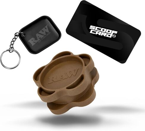 RAW Gripper Grinder - Spice Mill - Medium Grind V2 + RAW Tiny Matte Black Murder'd Tray KeyChain - Unique Collectible in Kuwait