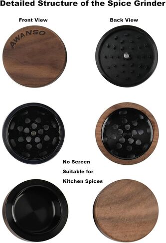 3-Piece Grinder, 2.5" Walnut Wood & Aluminum Grinder for Kitchen Spices with Large Bottom Chamber in Saudi Arabia