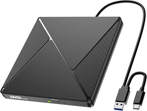 Umaniy DVD Player for Laptop, External CD Drive for Mac, USB 3.0 USB C Portable CD Burner External Disk Drive, DVD Reader Writer ROM Drive Compatible with Laptop Desktop Mac,Windows 10/8/7 Linux in Saudi Arabia