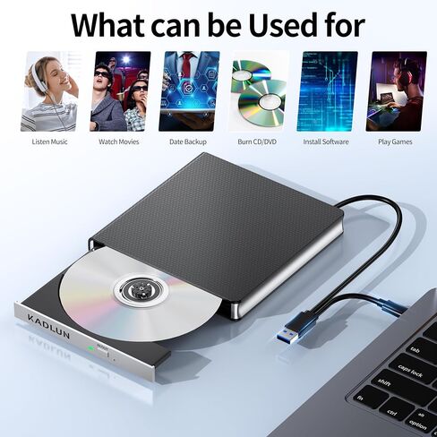 محرك أقراص DVD خارجي للكمبيوتر المحمول USB 3.0 USB C CD Burner محرك أقراص DVD خارجي محمول CD ROM ناسخ قارئ محرك أقراص DVD خارجي لأجهزة الكمبيوتر المحمول وأجهزة الكمبيوتر المكتبية Windows 11/10/8/7 MacBook Mac OS Linux in Kuwait