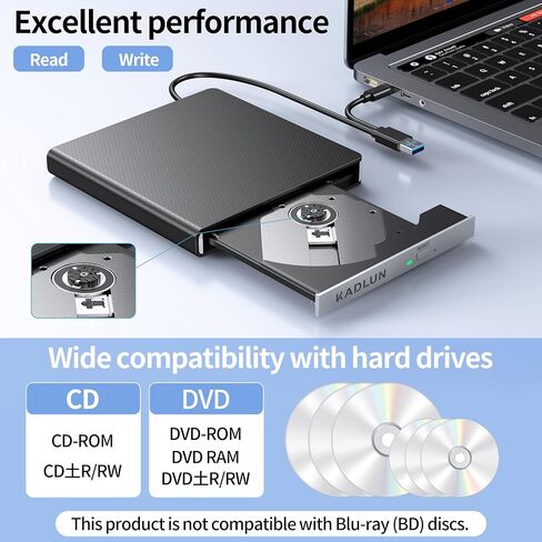 محرك أقراص DVD خارجي للكمبيوتر المحمول USB 3.0 USB C CD Burner محرك أقراص DVD خارجي محمول CD ROM ناسخ قارئ محرك أقراص DVD خارجي لأجهزة الكمبيوتر المحمول وأجهزة الكمبيوتر المكتبية Windows 11/10/8/7 MacBook Mac OS Linux in Kuwait