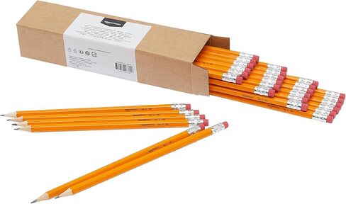 Amazon Basics Wood-Cased #2 Pencils for Writing, Drawing and Sketching, Pre-sharpened, HB Soft Lead with Erasers, Teacher Supplies, 150 Count, Yellow in Saudi Arabia