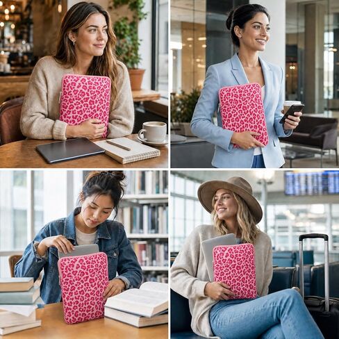 Padded Ereader Sleeve Pouch - Protective Book Sleeve for Kindle | 6-7 Inch Pink Leopard Print Tablet Paperbacks Bag Carrying Reading Accessories Bookish Gifts for Bookworms Reading Lovers in Kuwait