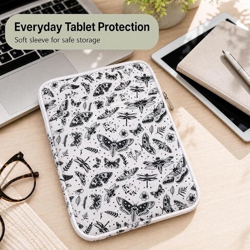 Padded Ereader Sleeve Pouch - Protective Book Sleeve for Kindle | 6-7 Inch Moth Print Tablet Bag Carrying Reading Accessories for Paperbacks Bookish Gifts for Bookworms Reading Lovers Friends in Kuwait